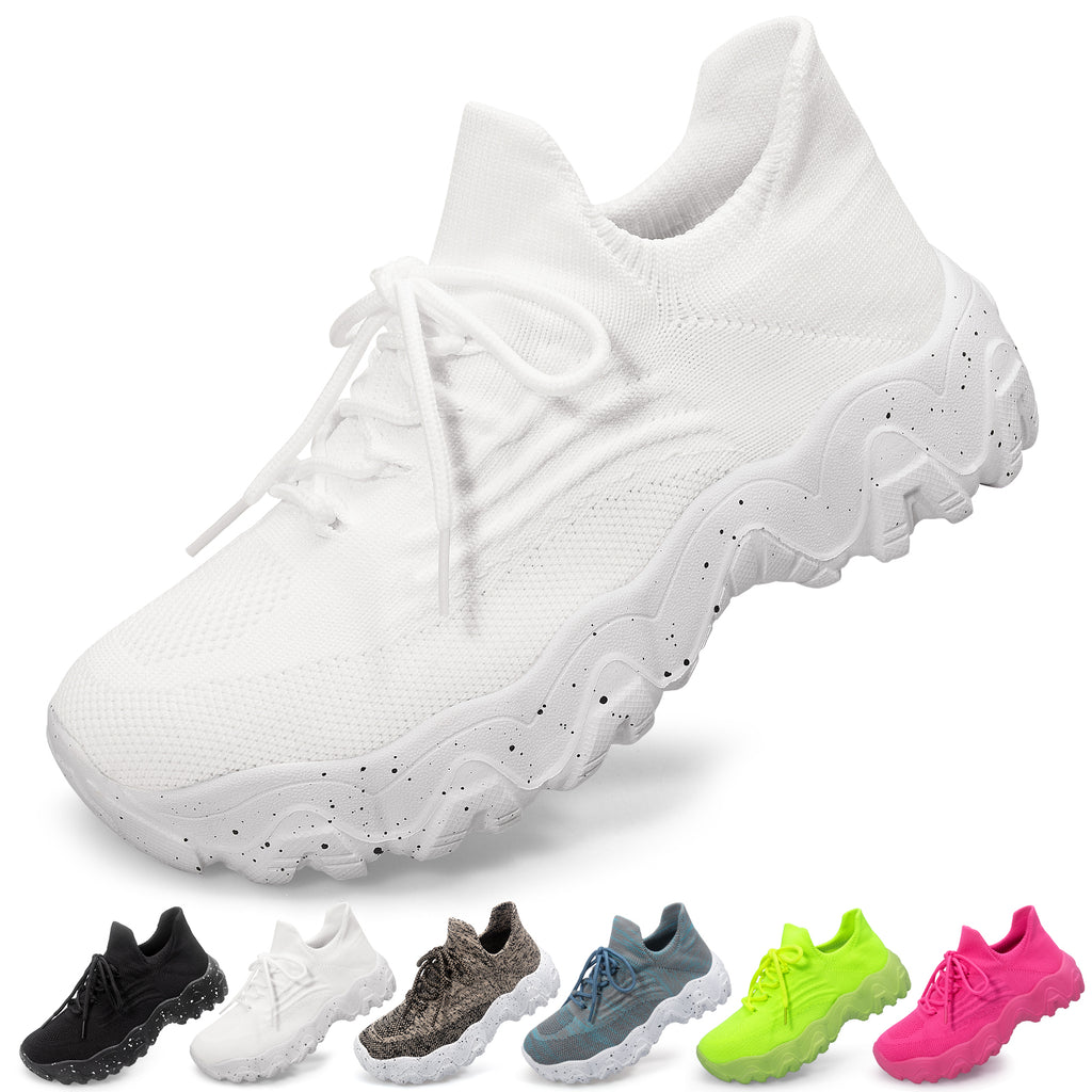 Colorful Lace Up Lightweight Slip on Walking Shoes for Women