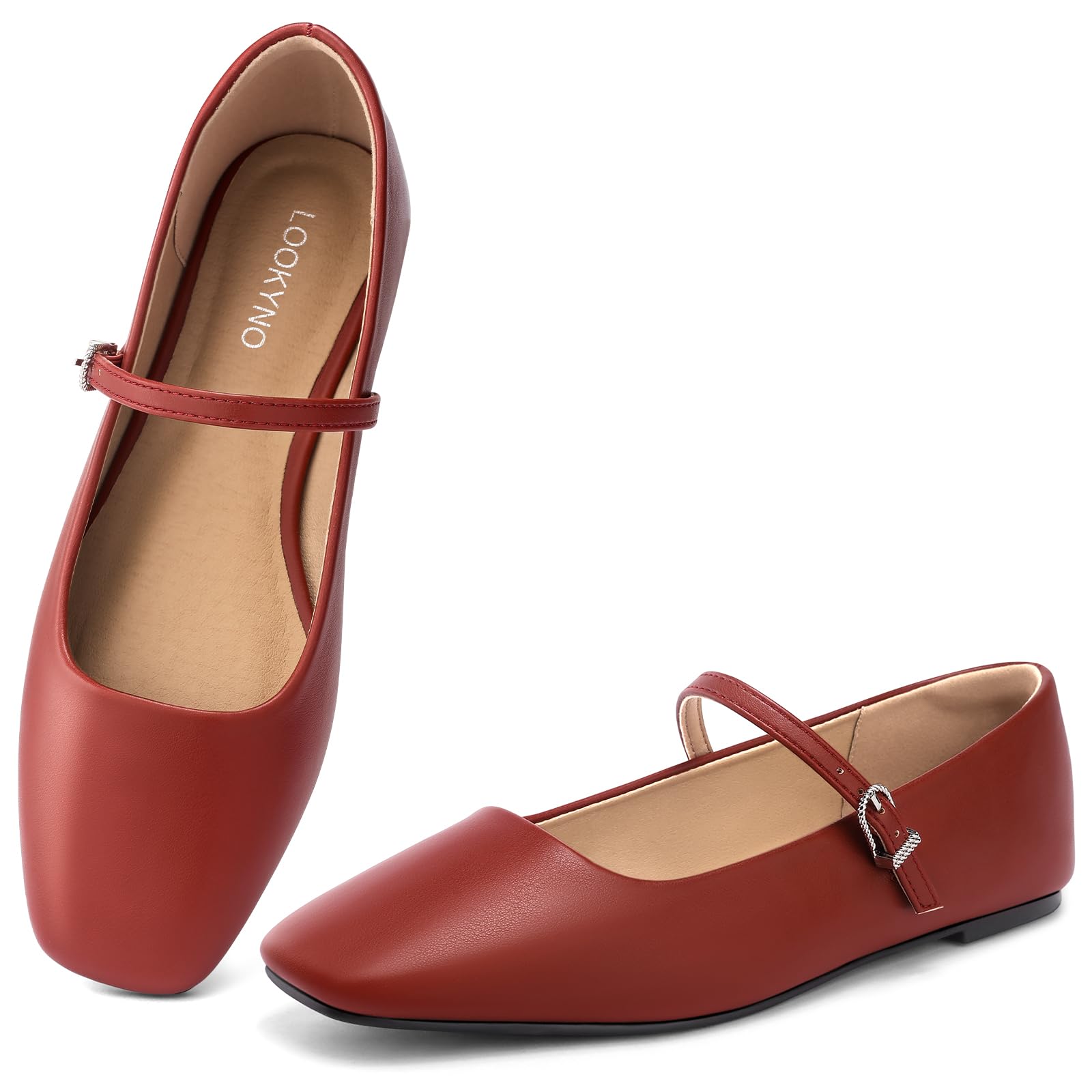 Ballet Mary Jane Flats Shoes, Square Closed Toe