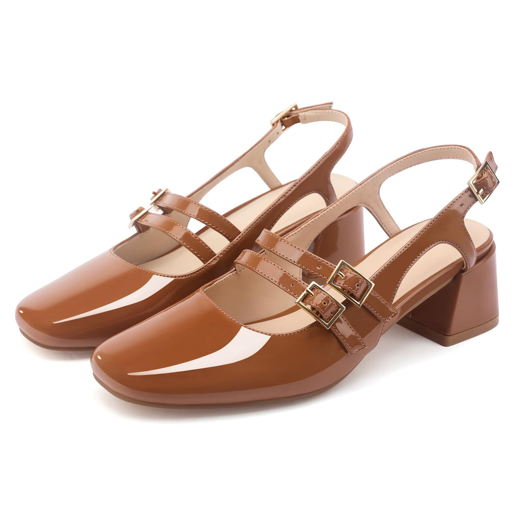 Chunky Low Block Heels Mary Jane Shoes