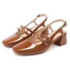 Chunky Low Block Heels Mary Jane Shoes