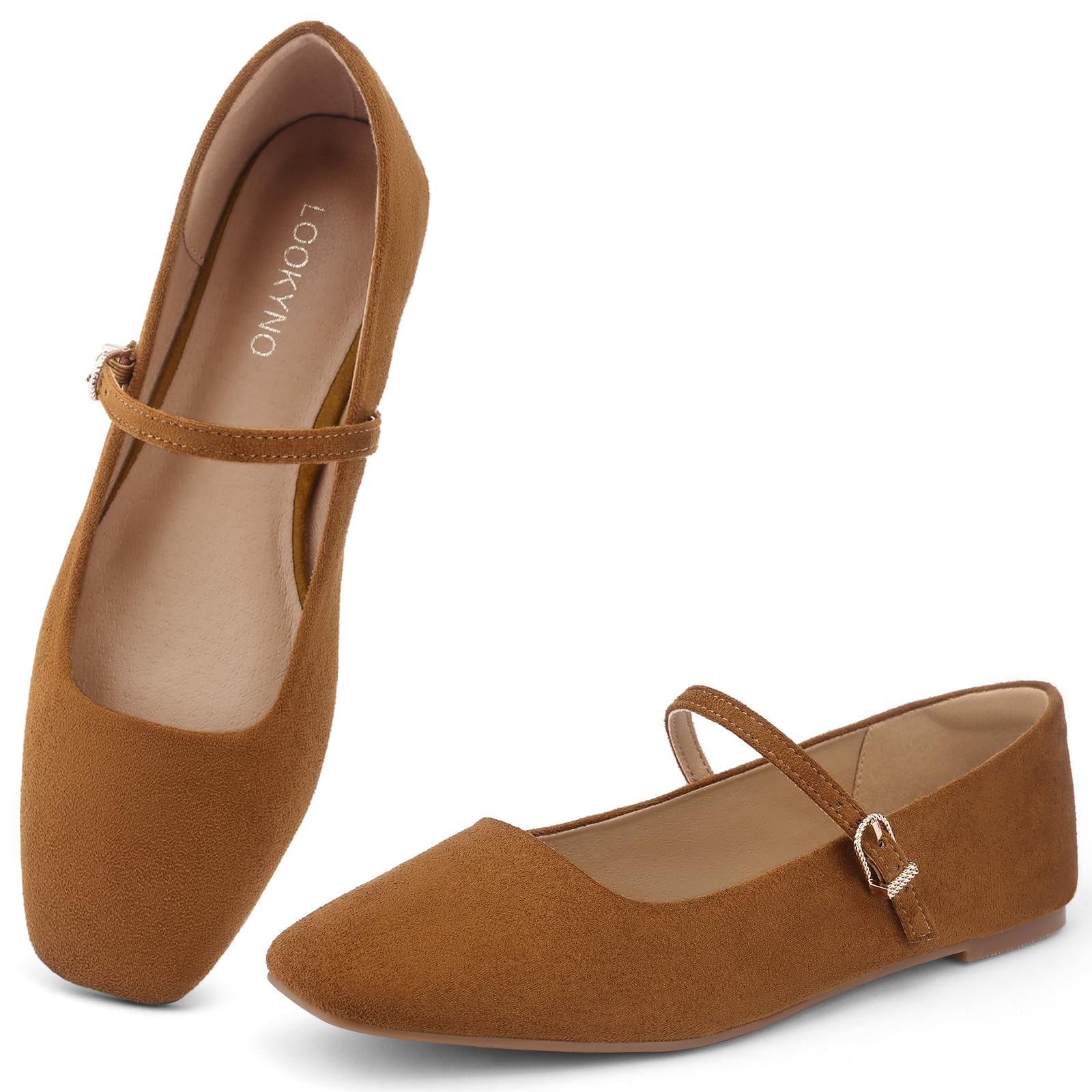 Ballet Mary Jane Flats Shoes, Square Closed Toe